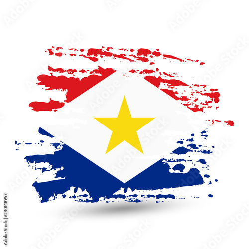 Grunge brush stroke with Saba (Kingdom of the Netherlands) national flag