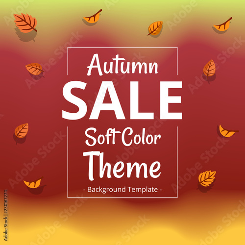 vector minimalist flat autumn advertisement theme banner background template with modern text border