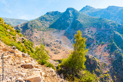 Hiking in Morocco's Rif Mountains under Chefchaouen city, Morocco in Africa