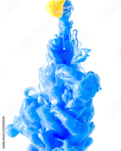 blue ink acrylic dropping in water, abstract background