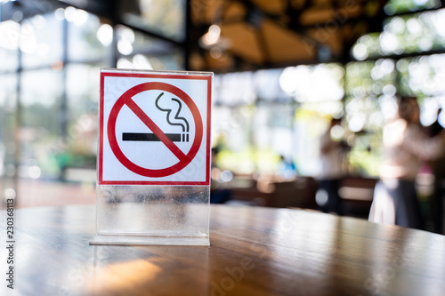 Don't smoke sign No smoking sign in in coffee cafe