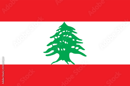 Vector flag of the Lebanese Republic. Proportion 2:3. The national flag of Lebanon.