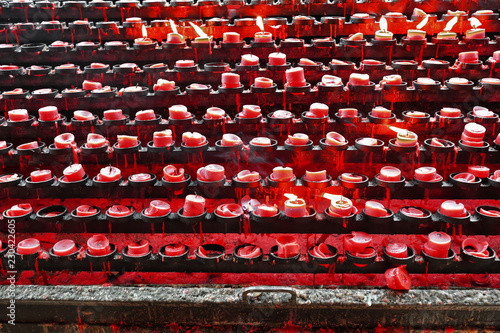 Red votive candles-Minor Basilica of the Holy Child. Cebu-Philippines-0654