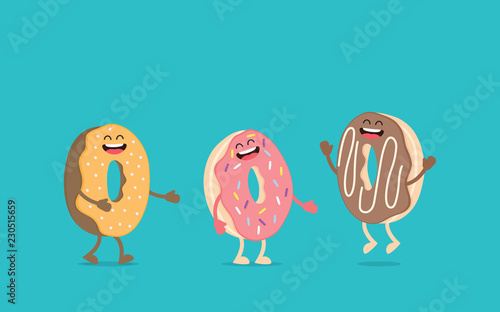 Funny donut character with eyes and legs
