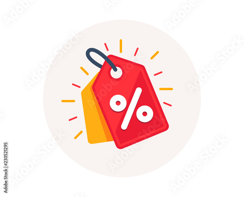 Discount offer tag icon. Shopping coupon symbol. Sale label tag with percentage sign. Black friday discount banner or coupon. Vector shopping label