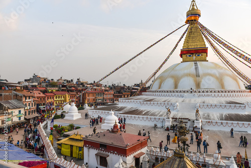 Sunset at the boudhanath stupa kathmandu, Nepal, Asia