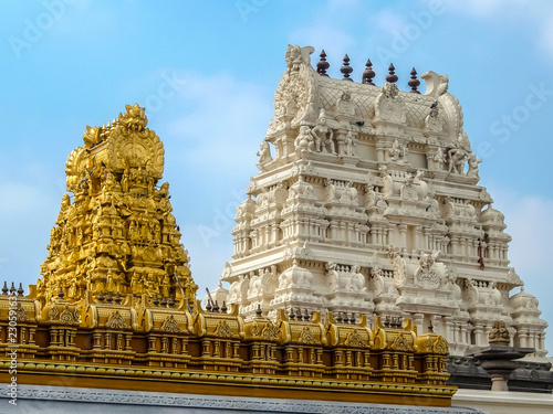 View of Kamakshi Amman Temple in Kanchipuram, India.