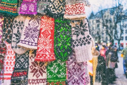 Mittens with national patterns in Latvia