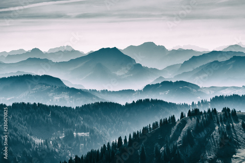 autumnal atmosphere on the ridge of the Nagelfluh chain near Oberstaufen, Allgaeu area, Bavaria, Germans