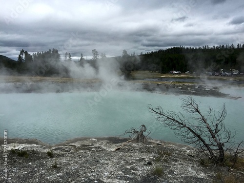 Yellowstone national park geysers eruptions.