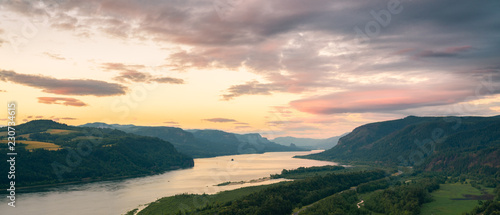 Columbia river gorge at sunset