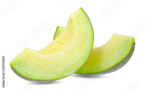 Green melon isolated on white clipping path