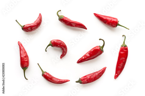 Red hot chilli peppers pattern. Food background.