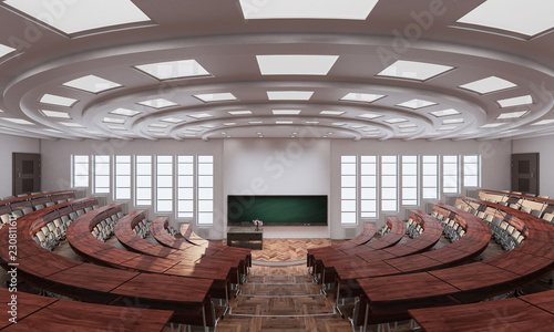 Wide Angle View of an Empty Auditorium 3d rendering