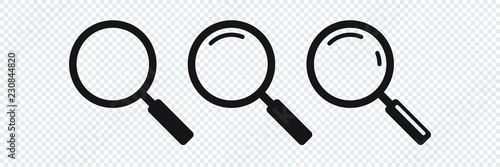 Search icon. Magnifying glass icon, vector magnifier or loupe sign.