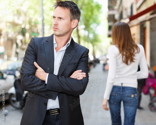 Disappointed man in quarrel with girlfriend