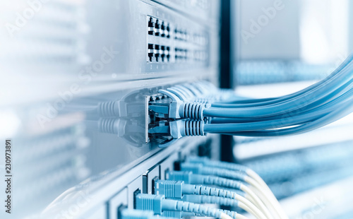 ethernet cable on network switches background