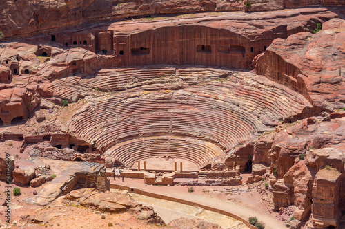 View of the Roman theater in the ancient city of Petra in Jordan.