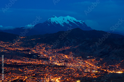 La Paz Bolivia epic skyline with mountain background 