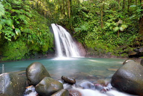 Most famous touristic site in Guadeloupe, french west indies, "cascade aux ecrevisses" (crawfishes waterfall).