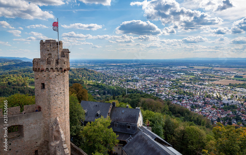 Castle of Auerbach, Bensheim in the background, Hesse, Germany.