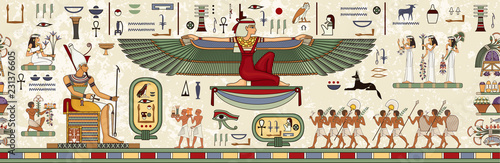 Ancient egypt background.Egyptian hieroglyph and symbol