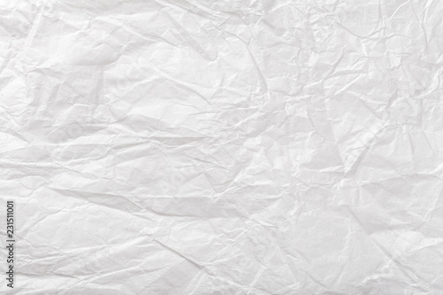 Crumpled white wrapping paper, closrup.
