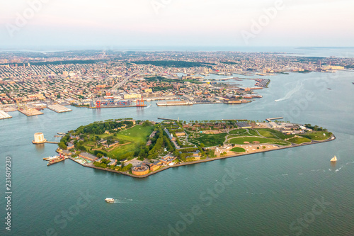 Governors island of New York aerial view