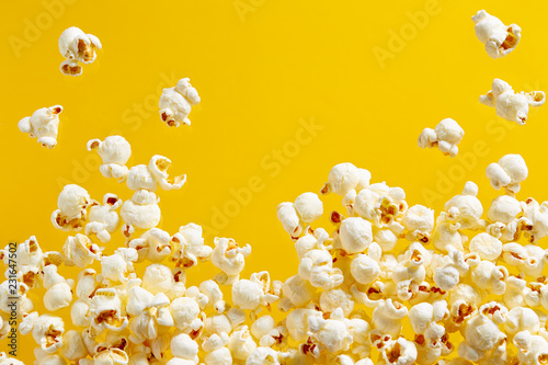 Popcorn On Yellow Background