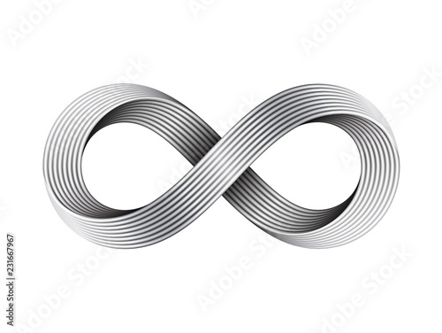 Infinity sign made of metal cables. Mobius strip symbol. Vector illustration.