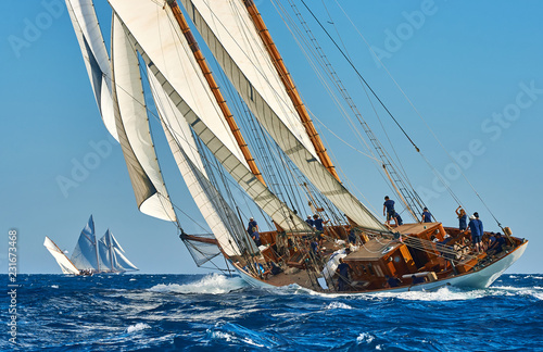 Sailing yacht race. Yachting. Sailing. Regatta. Classic sail yachts