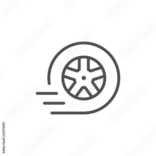 Car wheel line icon