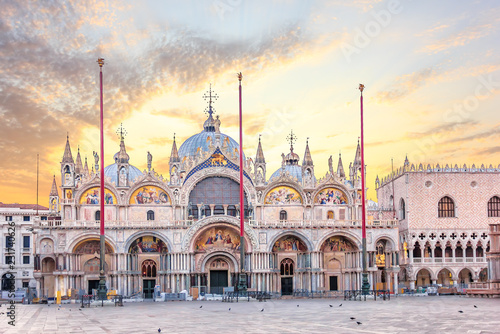 Basilica San Marco and Doge's Palace in the sunrise, Venice