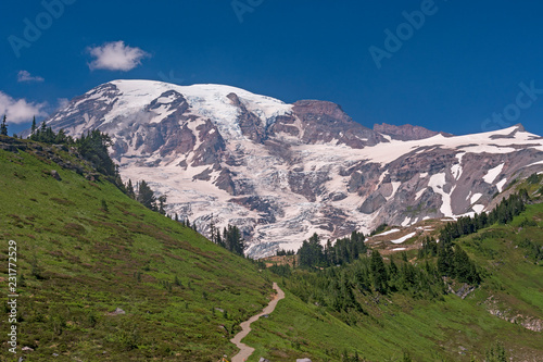 Glaciated Volcano on a Sunny, Summer day