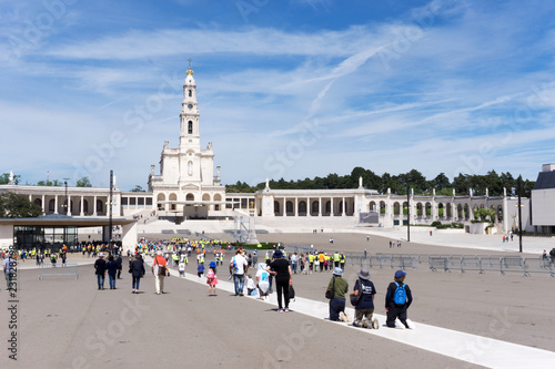 Fatima, Santarem, Portugal - June 11 2018 : Pilgrims crawling on their knees to the shrine at Fatima on the belief to get the health of their or their family members recovered.