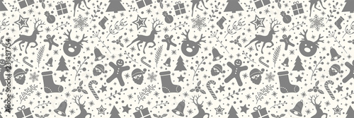 Seamless texture with Christmas decorations. Vector.