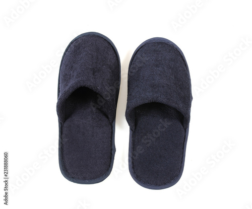 Black slippers isolated on white background