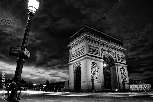 Paris, France - March 11, 2018: Arc de triomphe in Paris. View Place Charles de Gaulle. 