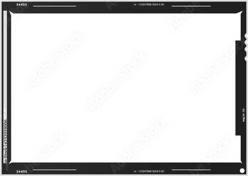 Blank large format,empty film negative or picture frame,free copy space, isolated on white