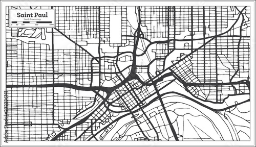 Saint Paul Minnesota USA City Map in Retro Style. Outline Map.
