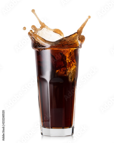 Splash in high glass of cola