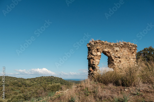 Remains of ancient stone building in Corsica