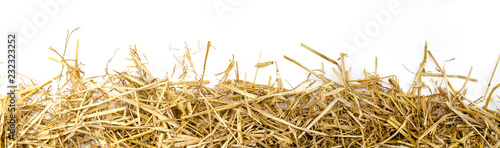a bunch of straw as border, isolated with white background