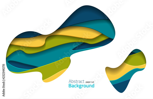 Abstract paper cut background. Colorful vector illustration with 3d effect.
