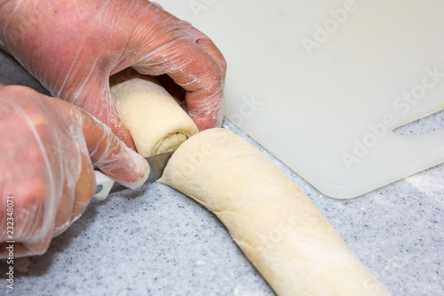 cutting dough for pies