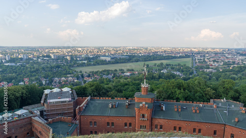 Aerial Krakow from Kopiec Kostusko, Krakus Mound