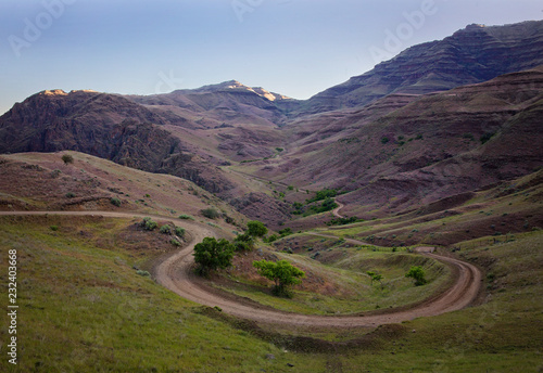 Road winds through the hills in Hells Canyon, Oregon State