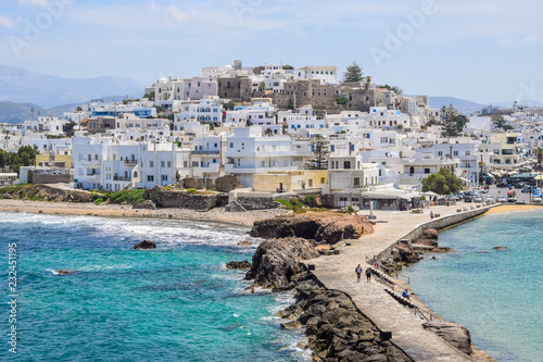 Aerial view of Chora Old Town on Naxos, Greece 