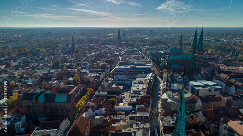 Einkaufsstraße in Lübeck von oben