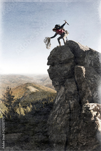 rock climber retro photo
